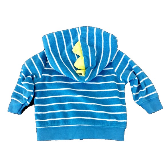 Carter's Hoodie Dinosaur Blue Striped 0-3 mo - Picture 3 of 4